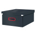 Sivý kartónový úložný box s vekom 48x37x20 cm Click&Store – Leitz