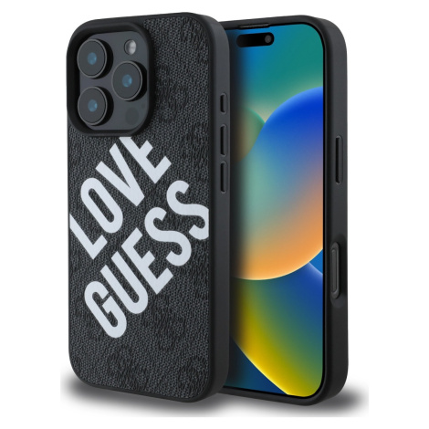 Guess Big Love Logo s MagSafe Kryt pre iPhone 16 Pro, Čierne