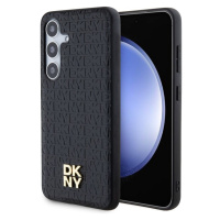 DKNY PU Leather Repeat Pattern Stack Logo Magsafe Zadný Kryt pre Samsung Galaxy S24 Black