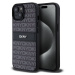 DKNY PU Leather Repeat Pattern Tonal Stripe Zadný Kryt pre iPhone 15 Black