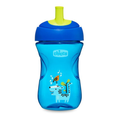 Hrnček Chicco Pokročilý so slamkovým náustkom 266 ml, modrý 12m+