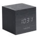 Čierny budík Karlsson Mini Cube, 8 × 8 cm