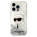 Karl Lagerfeld Liquid Glitter Karl Head Zadný Kryt pre iPhone 15 Pro Max Silver