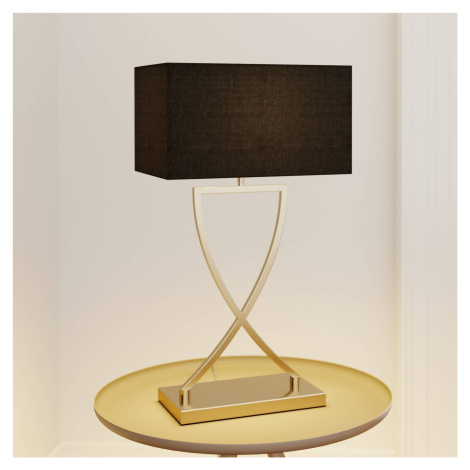 Stolová lampa Lucande Evaine, mosadz/čierna, 66 cm, E27