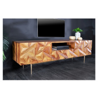 Estila Art deco masívny TV stolík Sovoy z palisandrového dreva prírodnej hnedej farby so zlatými