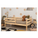 Detská posteľ z borovicového dreva s úložným priestorom v prírodnej farbe 90x160 cm Mila CPD – A