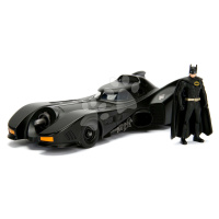 Autíčko Batman 1989 Batmobile Jada kovové s posuvným kokpitom a figúrkou Batmana dĺžka 22 cm 1:2