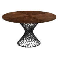 Estila Škandinávsky okrúhly jedálenský stôl Nordica Nogal v orechovo hnedej farbe s čiernou kovo