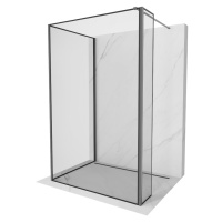 Mexen Kioto, 3-stenová sprchová zástena Walk-In Walk-in 100 x 100 x 40 cm, 8mm číre sklo čierny 