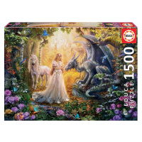 Educa puzzle Dragon, Princess and Unicorn 1500 dielov a fix lepidlo 17696