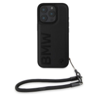 BMW Leather Signature and Strap Zadný Kryt pre iPhone 16 Pro Black