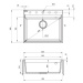 Deante Corio, 1-komorový granitový drez 600x500x216 mm, grafitová, DEA-ZRC_210A
