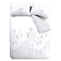 Bielo-sivé obliečky Catherine Lansfield Meadowsweet Floral, 135 x 200 cm