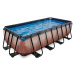 Bazén s pieskovou filtráciou Wood pool Exit Toys oceľová konštrukcia 400*200*100 cm hnedý od 6 r