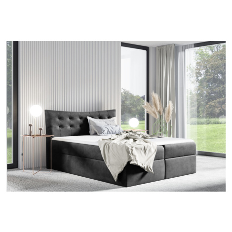 Expedo Čalúnená posteľ boxspring SALAMON + topper, 160x200, kronos 22