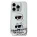 Karl Lagerfeld Liquid Glitter Karl and Choupette Head Zadný Kryt pre iPhone 15 Pro Max Silver