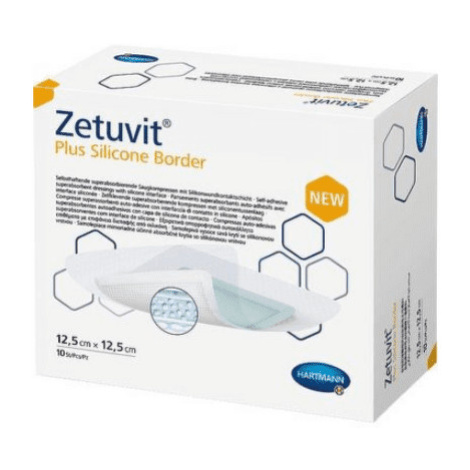 ZETUVIT Plus silicone border kompres sterilný 12,5 x 12,5cm 10 ks