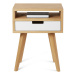 Benlemi Drevený nočný stolík v scandi štýle HYLLE biely Zvoľte kvalitu dreva: 1. Dubový masív tr