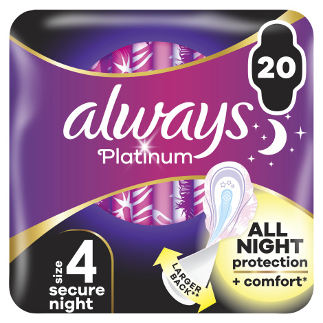 ALWAYS Platinum secure Night hygienické vložky s krídelkami 20 ks