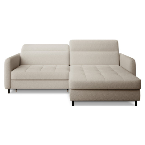 Béžová rozkladacia/s úložným priestorom rohová pohovka z textílie buklé (pravý roh/s leňoškou) G ELTAP