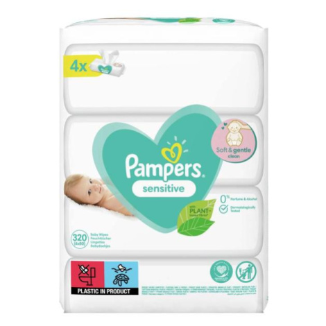 PAMPERS Sensitive Obrúsky vlhčené 4 balenia = 320 ks