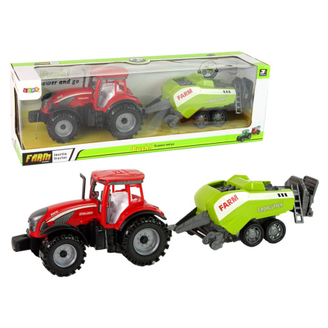 mamido Červený poľnohospodársky traktor so zeleným vysievačom s trecím pohonom