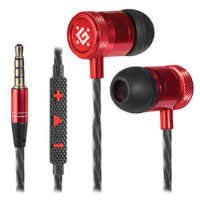 Defender Pollaxe, sluchátka s mikrofónom, ovládanie hlasitosti, černo-červená, 2.0, špuntové, 3.