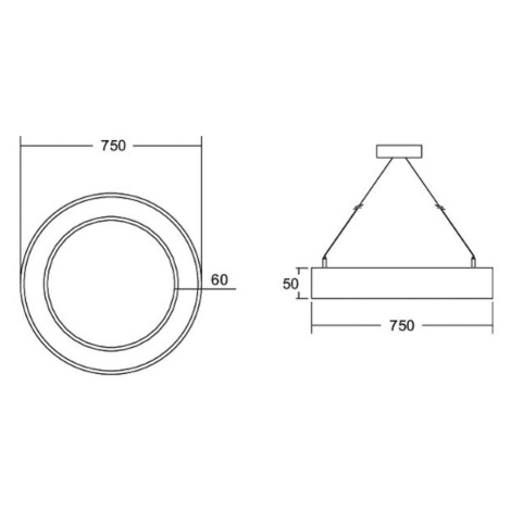 BRUMBERG Biro Circle Ring5 priamy Ø 75 cm DALI CCT, strieborná