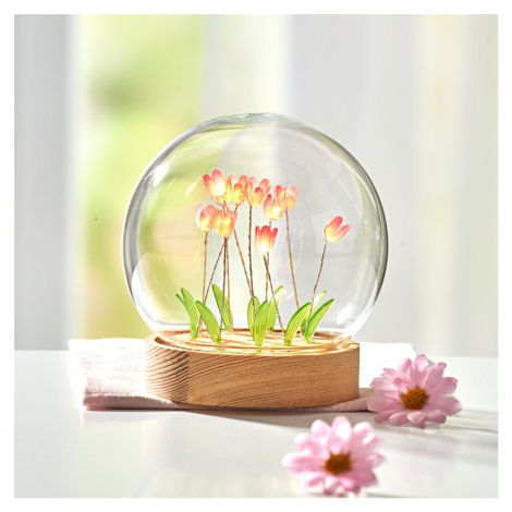 LED sklenená guľa Tulipány
