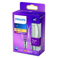 Philips LED sviečka filament E14 2W 2700K 2 kusy