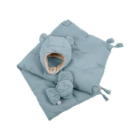 7AM Enfant komplet AIRY BLUE (0 – 6 mes.) – čiapka, rukavice, deka