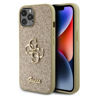 Guess PU Fixed Glitter 4G Metal Logo Zadný Kryt pre iPhone 12/12 Pro Gold