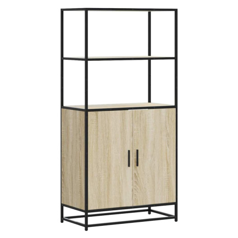vidaXL VysokĂˇ skrinka dub sonoma 68x35x139 cm kompozitnĂ© drevo+kov