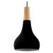 Sconto Závesné svietidlo SABINAR čierny kov/svetlé drevo, priemer 18 cm