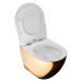 REA - Závesná WC misa vrátane sedátka RIMLESS Carlo Flat Mini zlatobiela REA-C0669
