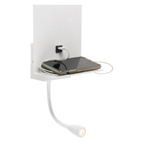 Moderné nástenné svietidlo biele s USB a ohybným ramenom - Flero