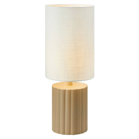 Stolná lampa Can, biela/béžová, výška 57 cm, keramika, textil