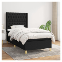 vidaXL Posteľný rám boxspring s matracom čierny 90x200 cm látka