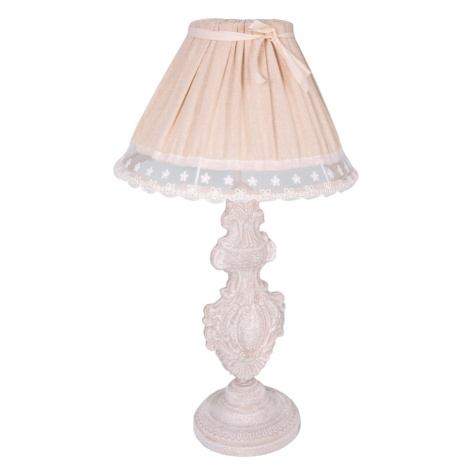Svetloružová stolová lampa s textilným tienidlom (výška 56 cm) – Antic Line