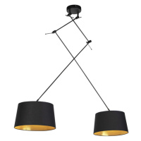 Závesná lampa s bavlnenými odtieňmi čierna so zlatou 35 cm - Blitz II čierna