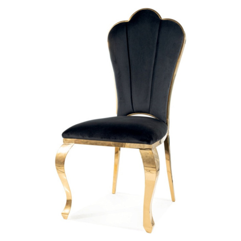 Sconto Jedálenská stolička QELL čierna/zlatá Houseland