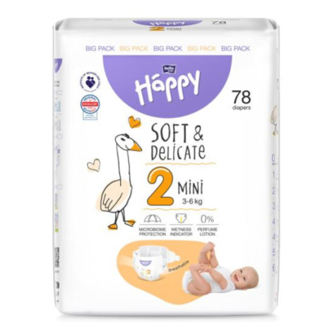 BELLA HAPPY Baby Plienky jednorazové Mini 3-6 kg Big Pack 78 ks