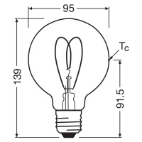 OSRAM LED Vintage G95 E27 7,2W 927 Heart Filament číra tmavá