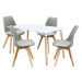 Jedálenský stôl 140x90 UNO biely + 4 stoličky QUATRO šedé