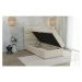 Béžová čalúnená jednolôžková posteľ s úložným priestorom s roštom 100x200 cm Lena – Ropez