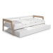 Biela/prírodná detská posteľ z borovicového dreva s výsuvným lôžkom 90x200 cm Carrie – Marckeric