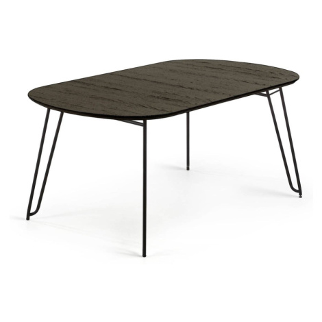 Tmavohnedý rozkladací jedálenský stôl s doskou v dekore jaseňového dreva 100x170 cm Milian – Kav Kave Home