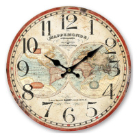 Drevené nástenné hodiny Mappemonde, pr. 34 cm