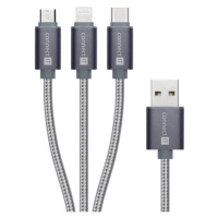 CONNECT IT Wirez 3in1 USB-C & Micro USB & Lightning, strieborný, 1,2 m