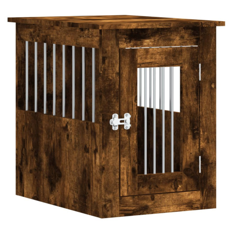 vidaXL NĂˇbytkovĂˇ prepravka pre psa dymovĂ˝ dub 45x62x59 cm kompoz.drevo
